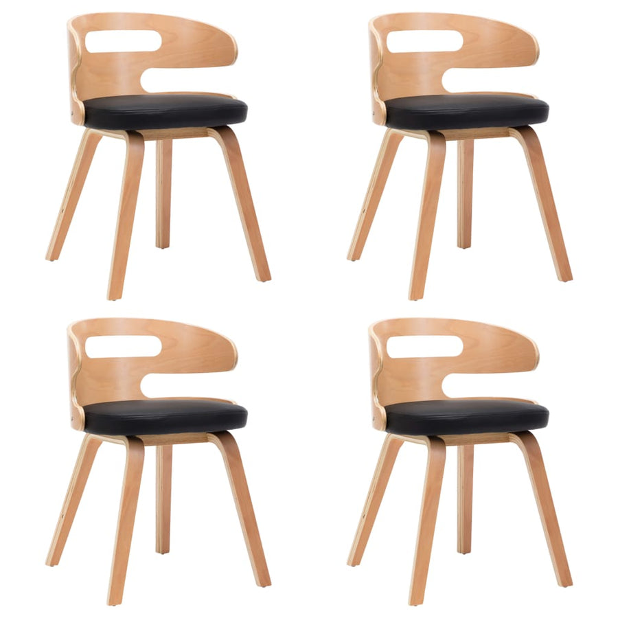 Dining Chairs 4 pcs Black Bent Wood and Faux Leather