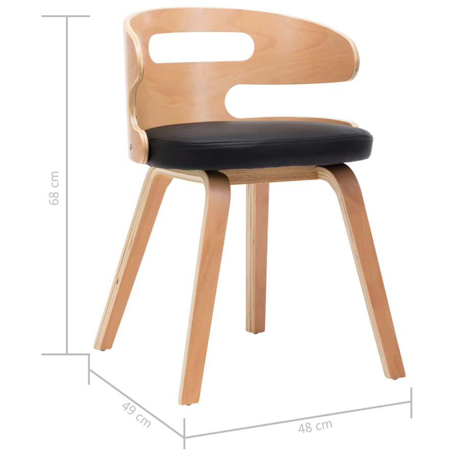 Dining Chairs 4 pcs Black Bent Wood and Faux Leather