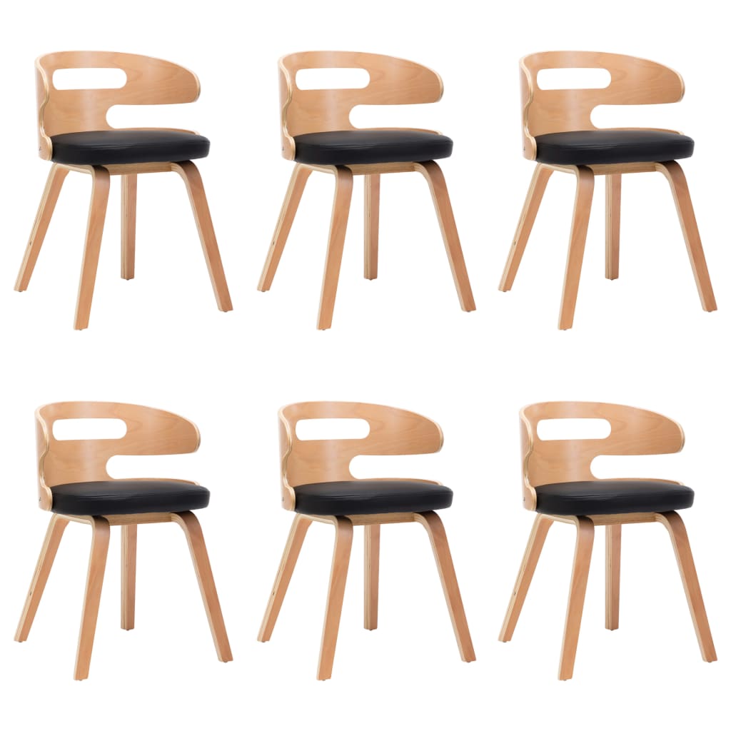 Dining Chairs 6 pcs Black Bent Wood and Faux Leather