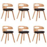 Dining Chairs 6 pcs Black Bent Wood and Faux Leather