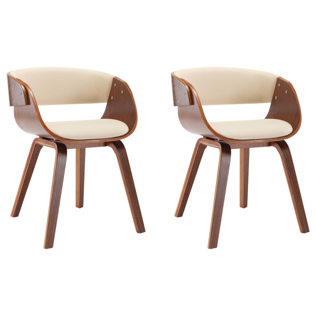 Dining Chairs 2 pcs Cream Bent Wood and Faux Leather