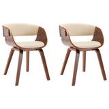Dining Chairs 2 pcs Cream Bent Wood and Faux Leather