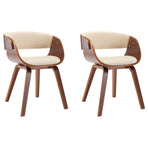 Dining Chairs 2 pcs Cream Bent Wood and Faux Leather