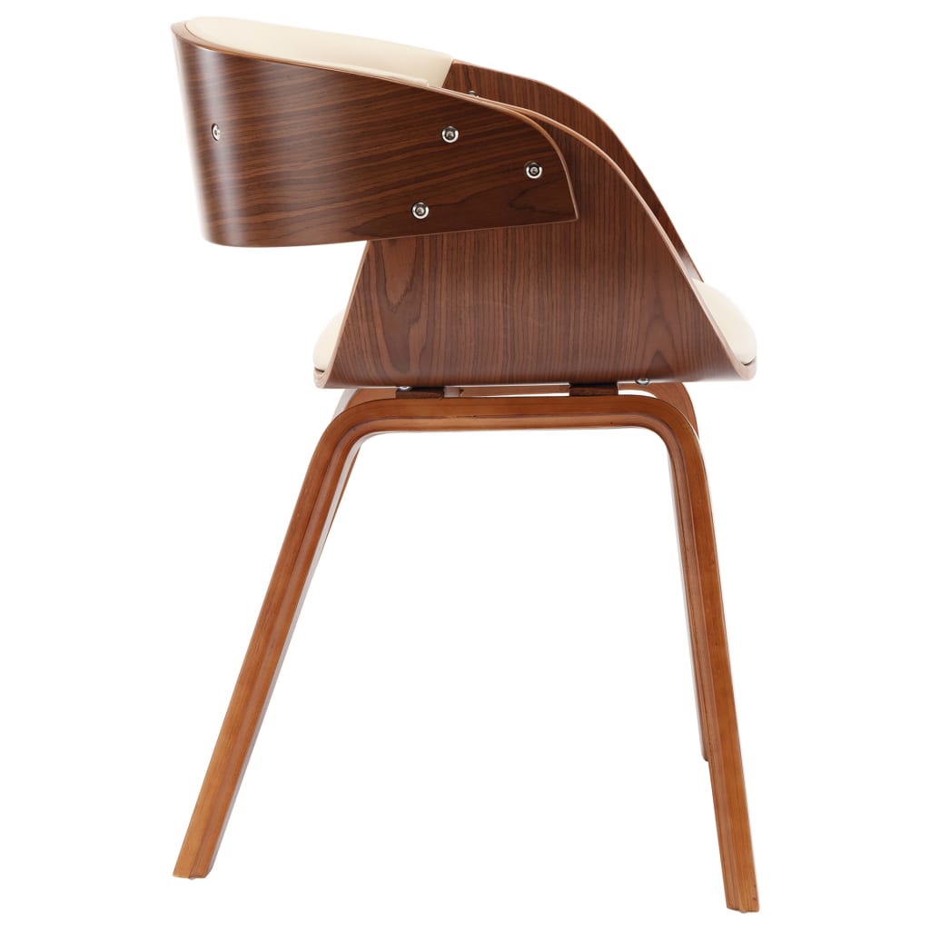 Dining Chairs 2 pcs Cream Bent Wood and Faux Leather