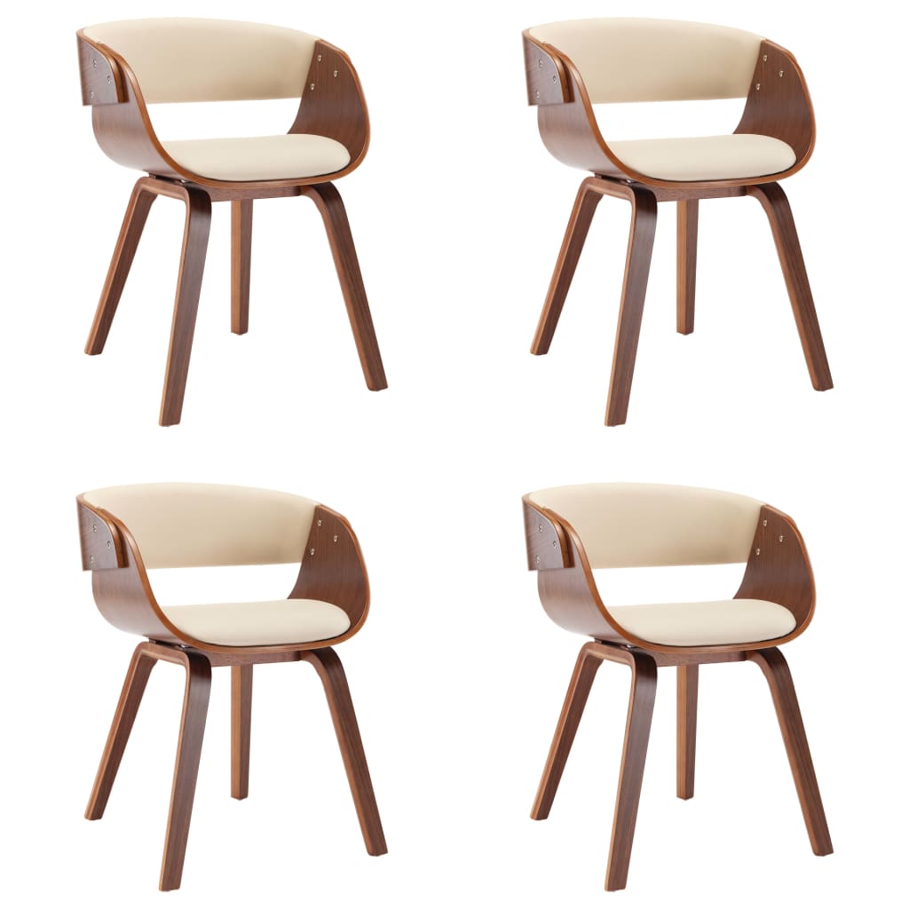 Dining Chairs 4 pcs Cream Bent Wood and Faux Leather