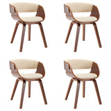 Dining Chairs 4 pcs Cream Bent Wood and Faux Leather