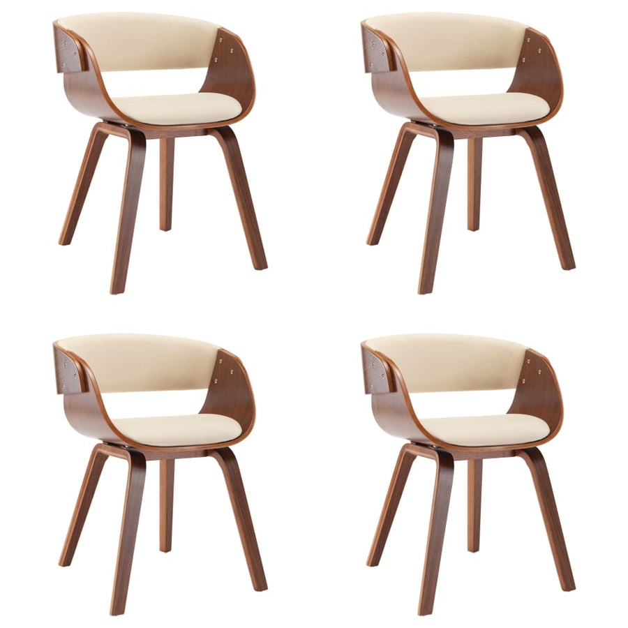 Dining Chairs 4 pcs Cream Bent Wood and Faux Leather