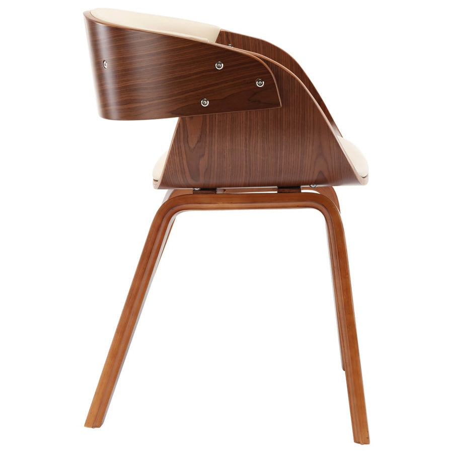Dining Chairs 4 pcs Cream Bent Wood and Faux Leather