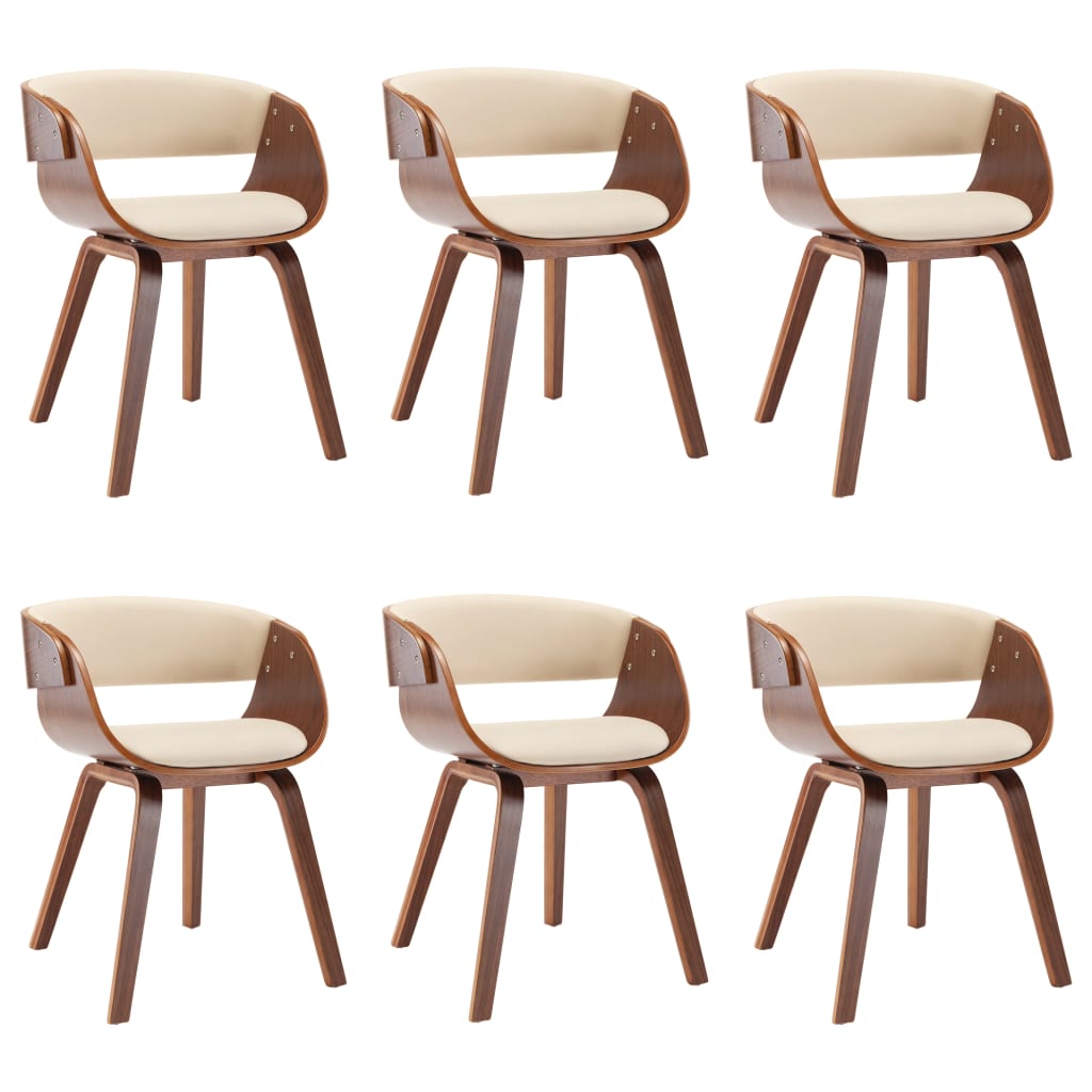 Dining Chairs 6 pcs Cream Bent Wood and Faux Leather