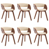 Dining Chairs 6 pcs Cream Bent Wood and Faux Leather