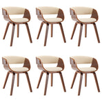 Dining Chairs 6 pcs Cream Bent Wood and Faux Leather