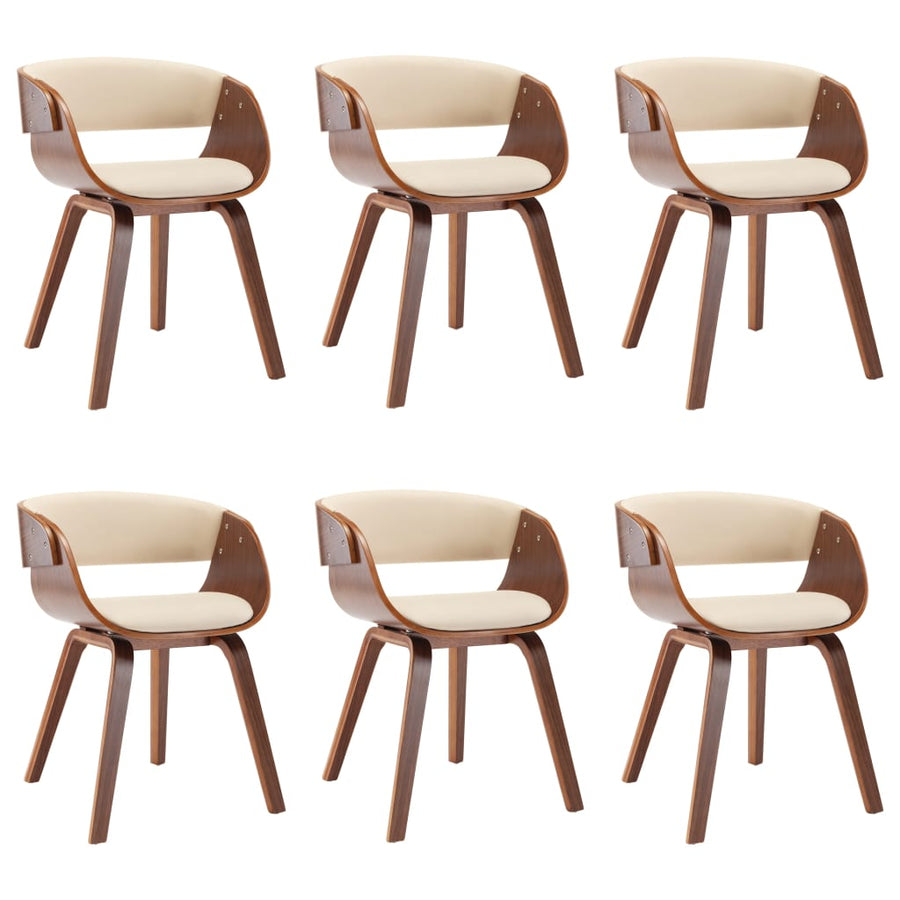 Dining Chairs 6 pcs Cream Bent Wood and Faux Leather