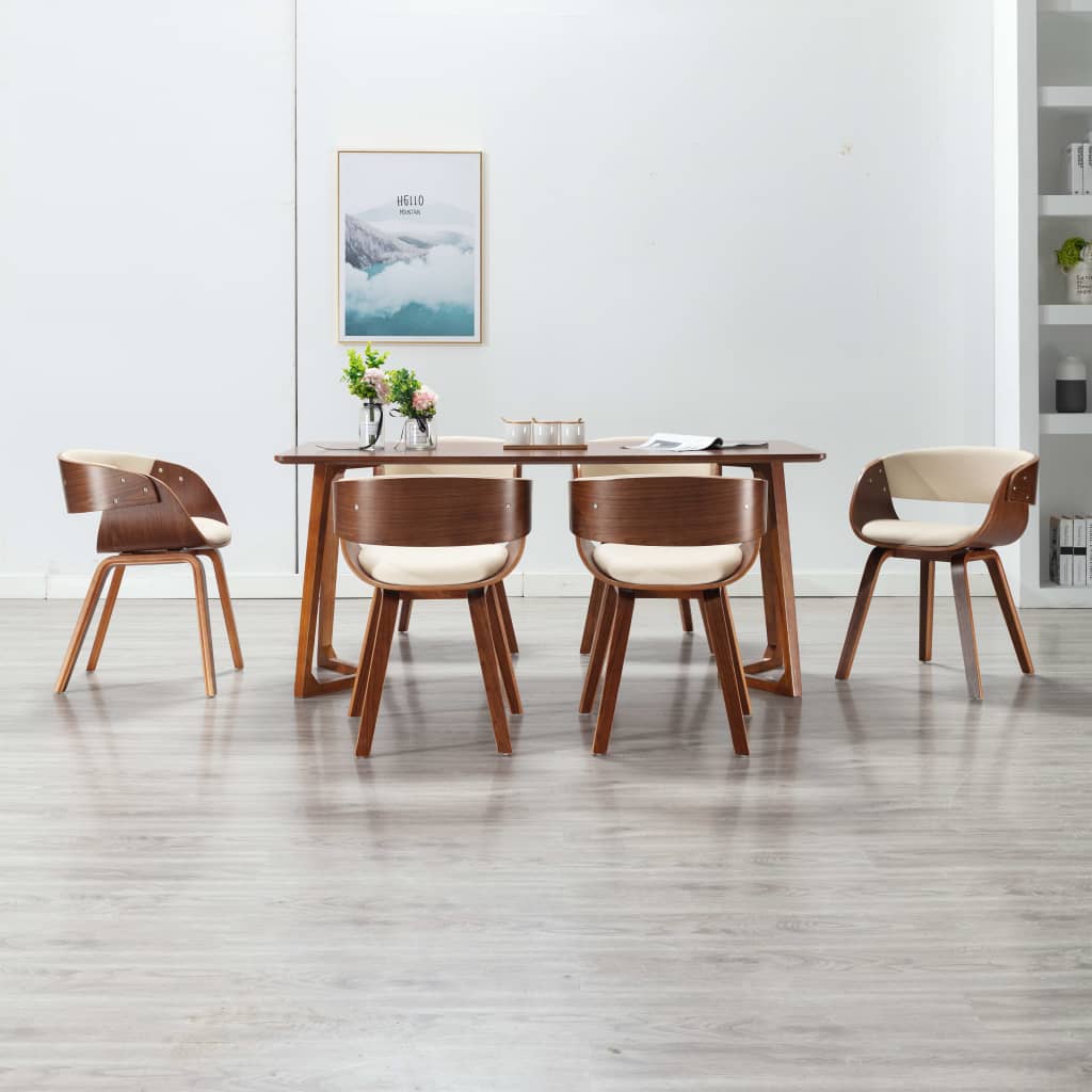 Dining Chairs 6 pcs Cream Bent Wood and Faux Leather