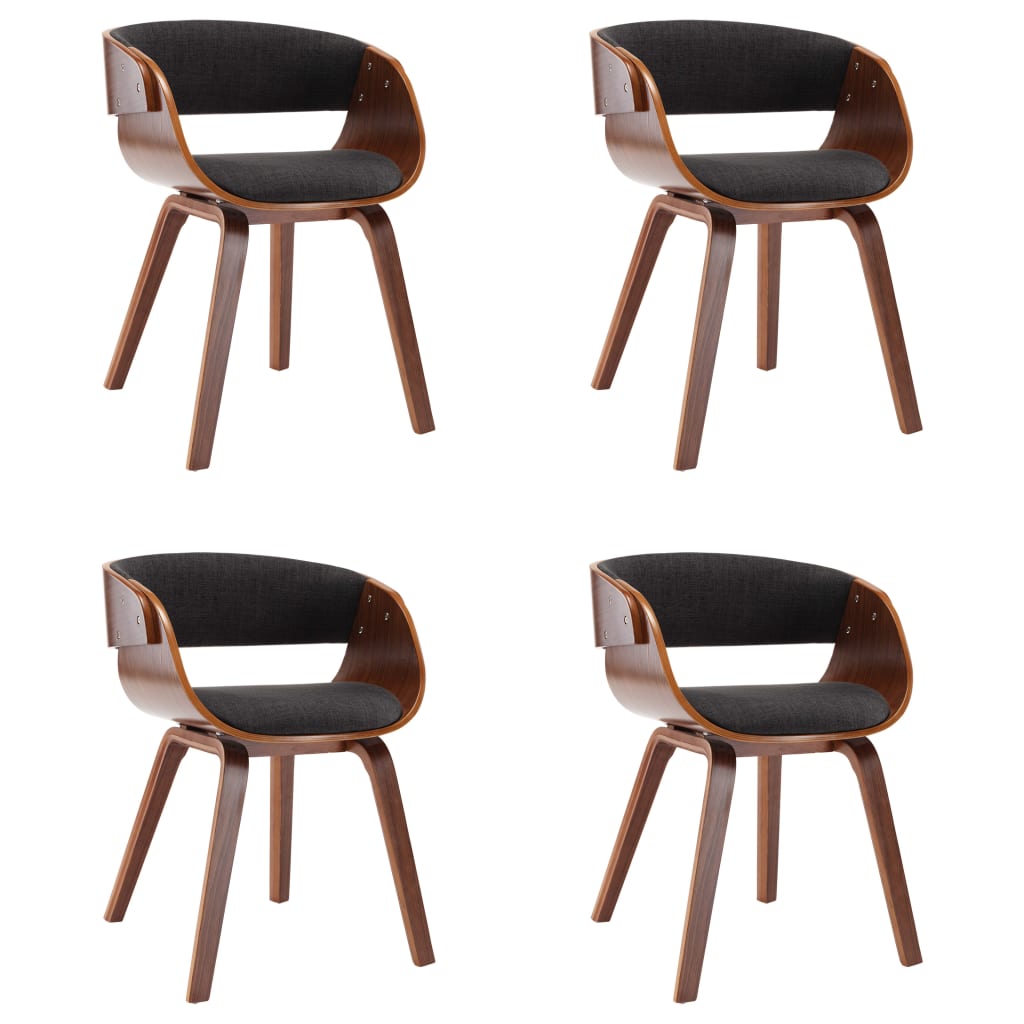 Dining Chairs 4 pcs Grey Bent Wood and Fabric