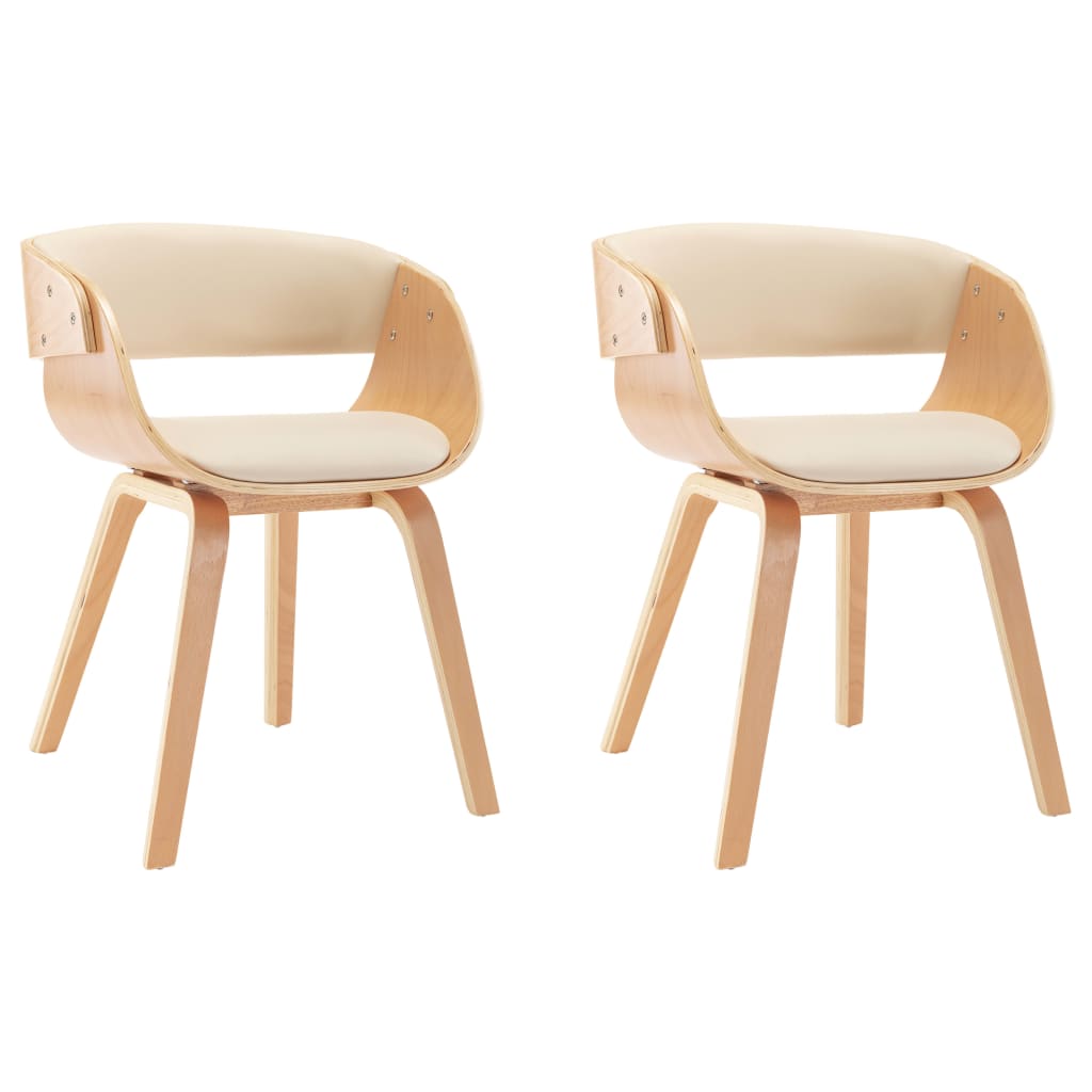 Dining Chairs 2 pcs Cream Bent Wood and Faux Leather