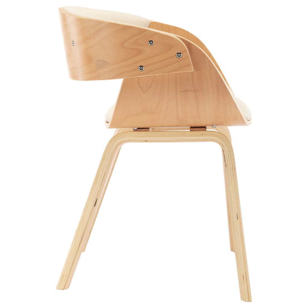 Dining Chairs 2 pcs Cream Bent Wood and Faux Leather