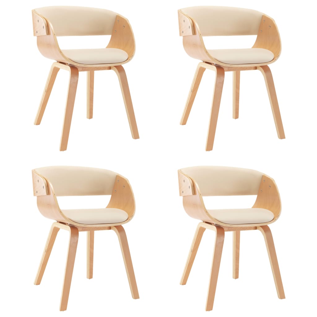 Dining Chairs 4 pcs Cream Bent Wood and Faux Leather