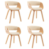 Dining Chairs 4 pcs Cream Bent Wood and Faux Leather