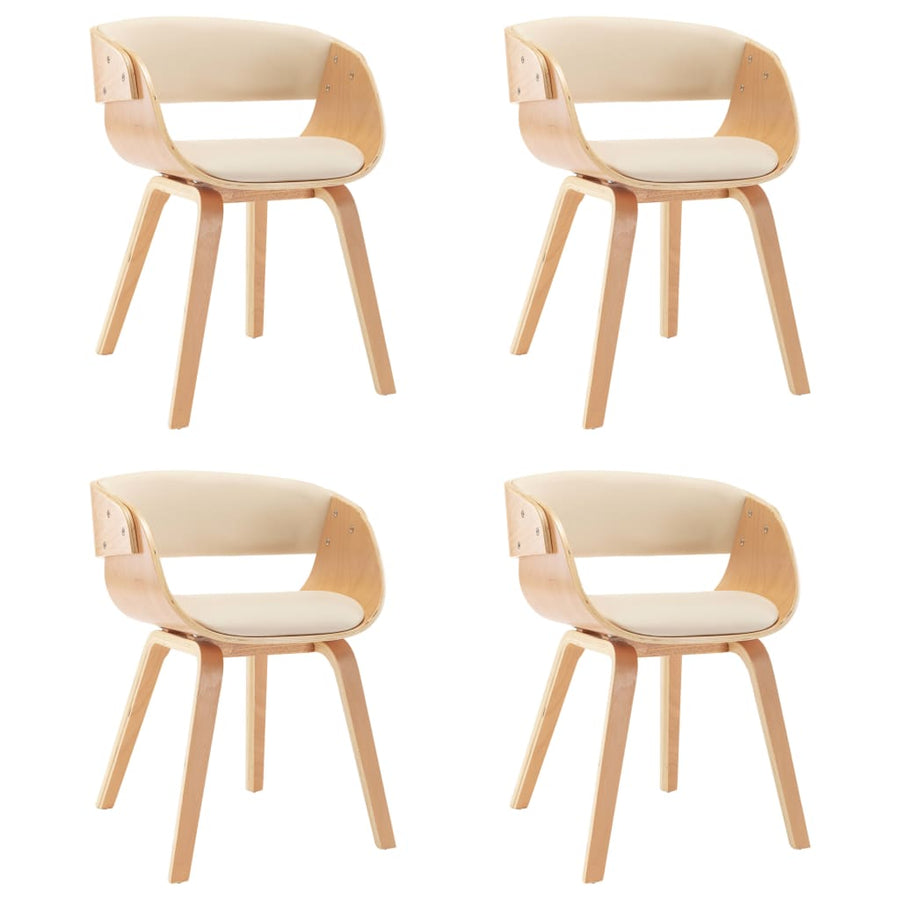 Dining Chairs 4 pcs Cream Bent Wood and Faux Leather