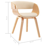 Dining Chairs 4 pcs Cream Bent Wood and Faux Leather
