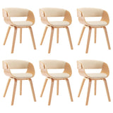Dining Chairs 6 pcs Cream Bent Wood and Faux Leather