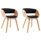 Dining Chairs 2 pcs Black Bent Wood and Faux Leather - Front View