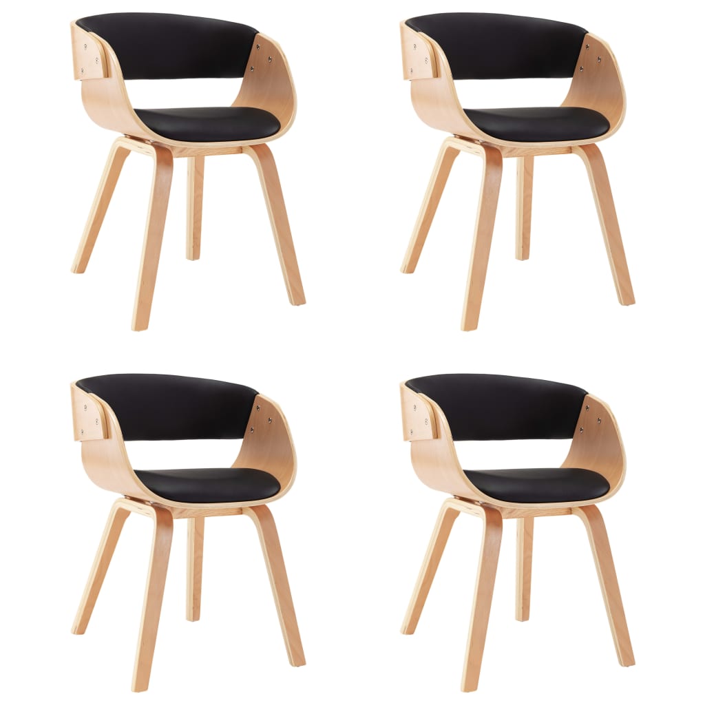 Dining Chairs 4 pcs Black Bent Wood and Faux Leather