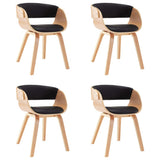 Dining Chairs 4 pcs Black Bent Wood and Faux Leather - Front View