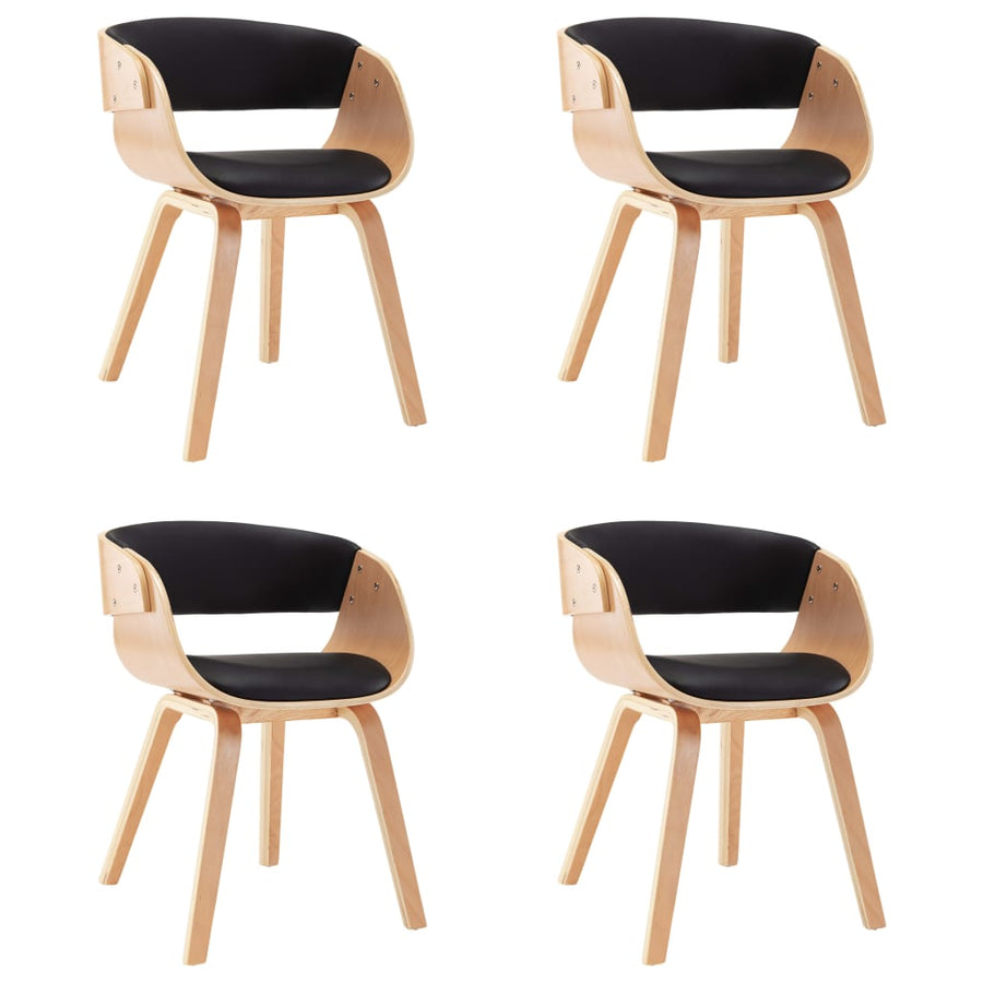 Dining Chairs 4 pcs Black Bent Wood and Faux Leather