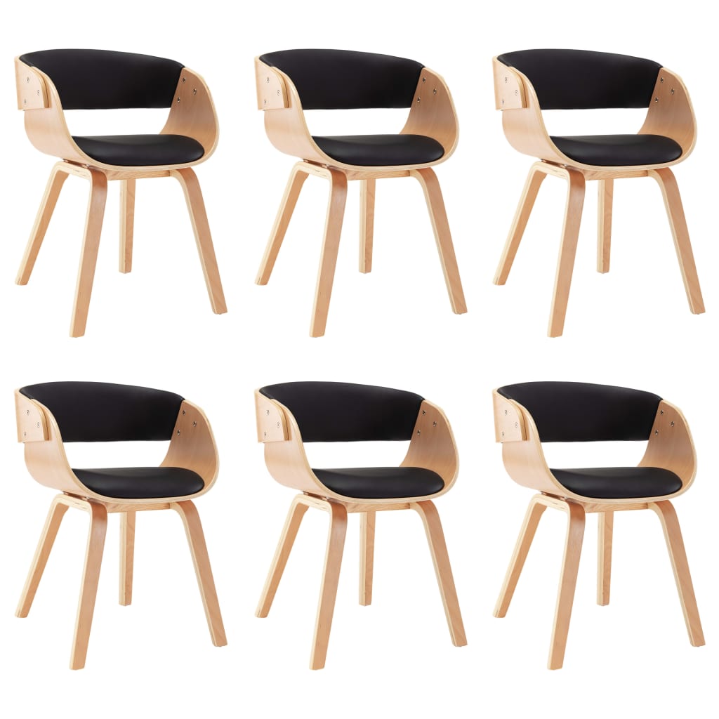 Dining Chairs 6 pcs Black Bent Wood and Faux Leather