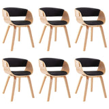 Dining Chairs 6 pcs Black Bent Wood and Faux Leather - Front View