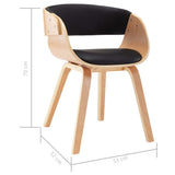 Dining Chairs 6 pcs Black Bent Wood and Faux Leather - Close-Up Angle