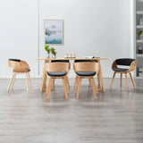 Dining Chairs 6 pcs Black Bent Wood and Faux Leather