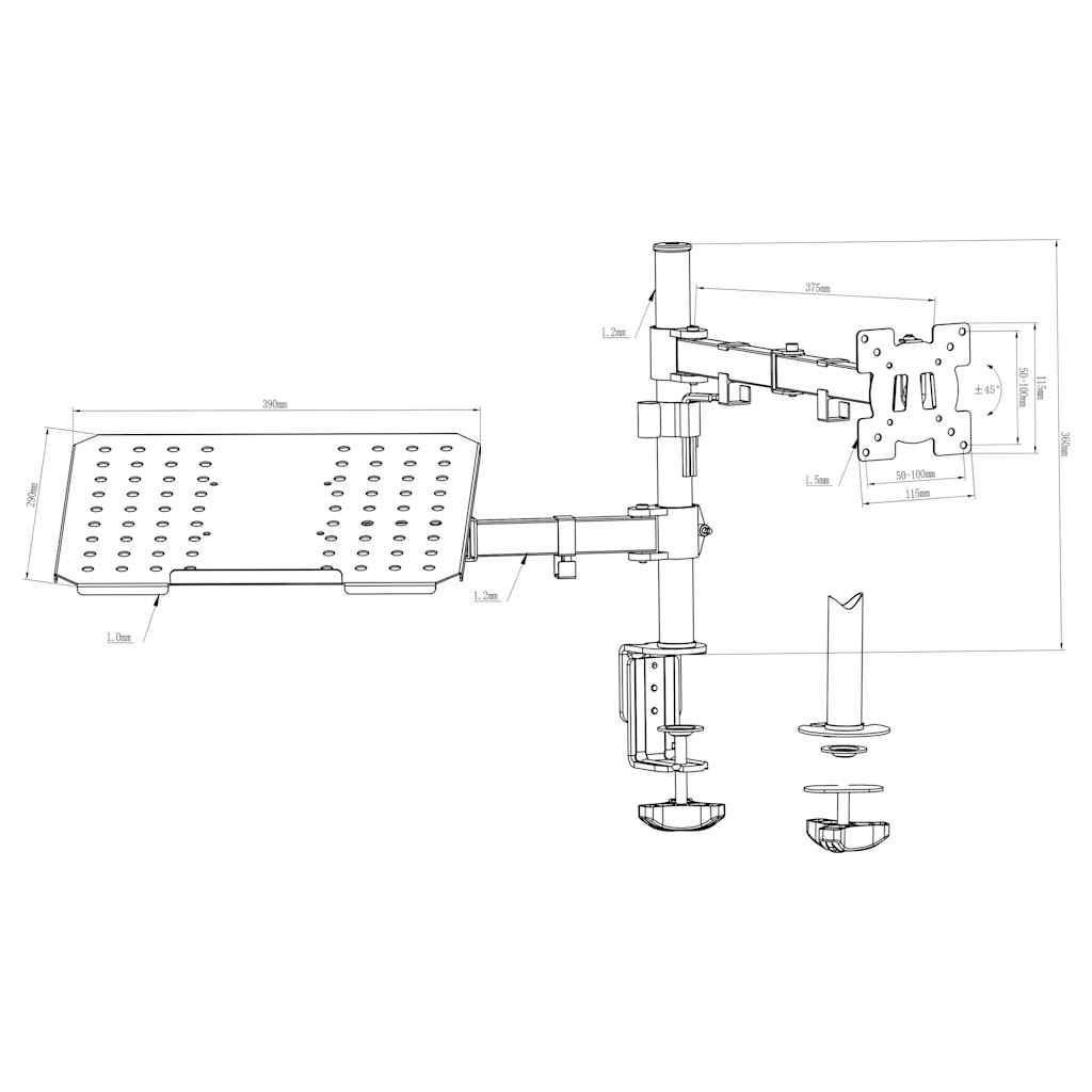 Monitor Laptop Dual Desk Mount Bracket 13"-23