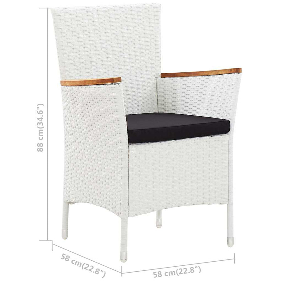 9 Piece Outdoor Dining Set Poly Rattan White