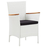 7 Piece Outdoor Dining Set Poly Rattan White - Rear View