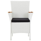 7 Piece Outdoor Dining Set Poly Rattan White - Close-Up Angle