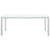 Garden Table White 190x90x75 cm Poly Rattan - Front View
