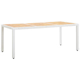 Garden Table White 190x90x75 cm Poly Rattan and Solid Acacia Wood