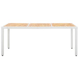 Garden Table White 190x90x75 cm Poly Rattan and Solid Acacia Wood