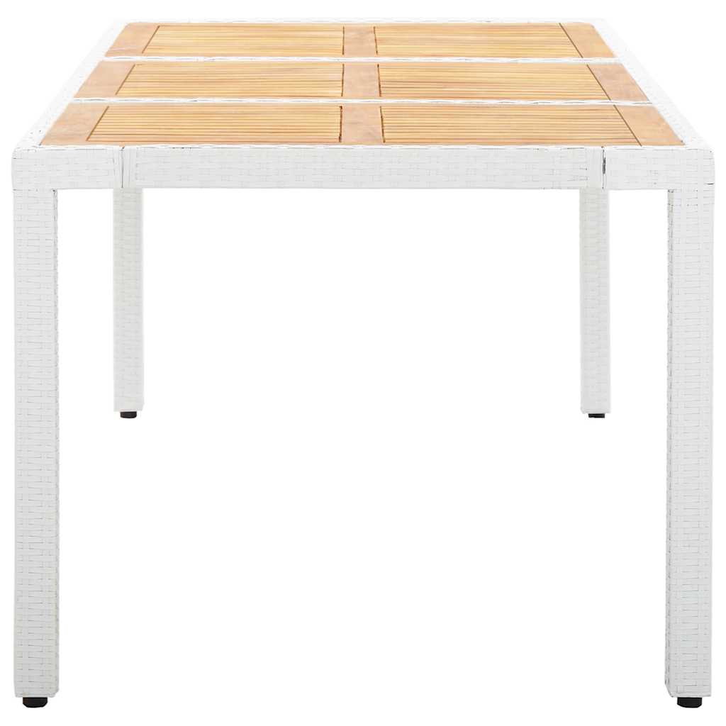 Garden Table White 190x90x75 cm Poly Rattan and Solid Acacia Wood