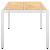 Garden Table White 190x90x75 cm Poly Rattan and Solid Acacia Wood
