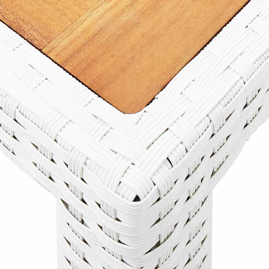 Garden Table White 190x90x75 cm Poly Rattan and Solid Acacia Wood