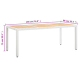 Garden Table White 190x90x75 cm Poly Rattan and Solid Acacia Wood