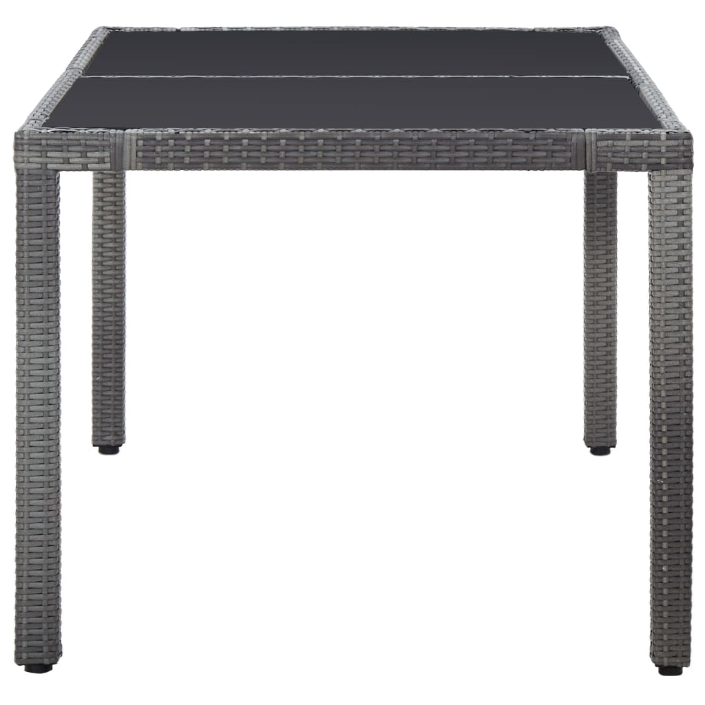7 Piece Outdoor Dining Set Poly Rattan Grey