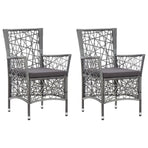 Outdoor Chairs 2 pcs with Cushions Poly Rattan Grey
