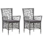 Outdoor Chairs 2 pcs with Cushions Poly Rattan Grey
