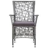 Outdoor Chairs 2 pcs with Cushions Poly Rattan Grey - Side View