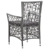 Outdoor Chairs 2 pcs with Cushions Poly Rattan Grey - 45-Degree Angle