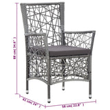 Outdoor Chairs 2 pcs with Cushions Poly Rattan Grey - Close-Up Angle